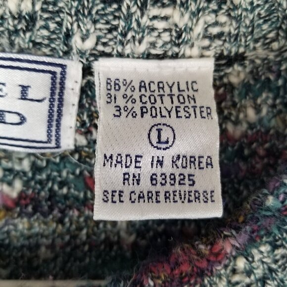 Men's 1990s Pattern Sweater Colorful Oversized Chunky Knit Size Large - Picture 7 of 10